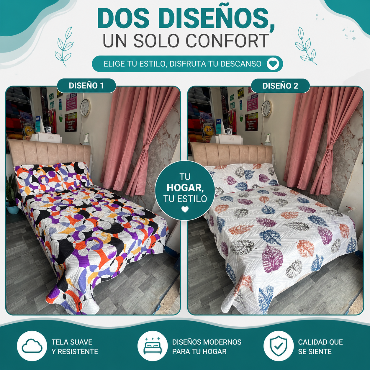 38496765-AC93-4DC3-8641-1230B61B27B9 Colcha Estampada Medida Doble - Imagen 1