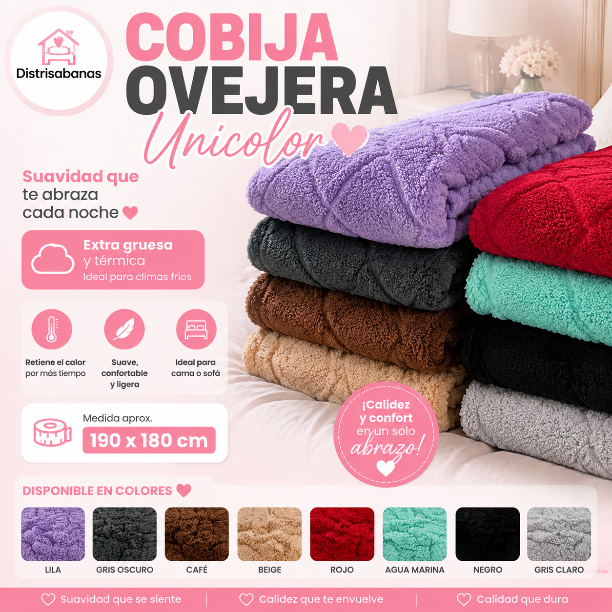 496B8C21-2188-4EFB-B243-95BA4373780C Cobija Ovejera Unicolor - Imagen 1