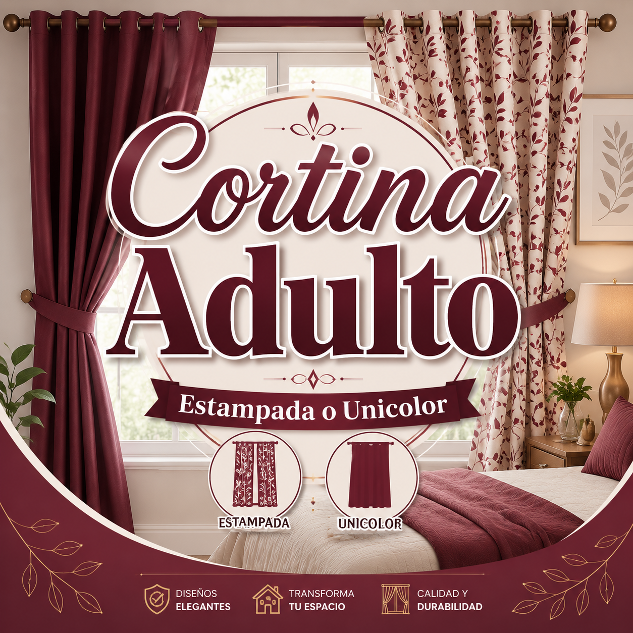 668C5948-E25B-455D-AC1D-DE5A5F17BA53 Cortina Estampada o Unicolor tela sábanas línea Distrisabanas (copia) - Imagen 1