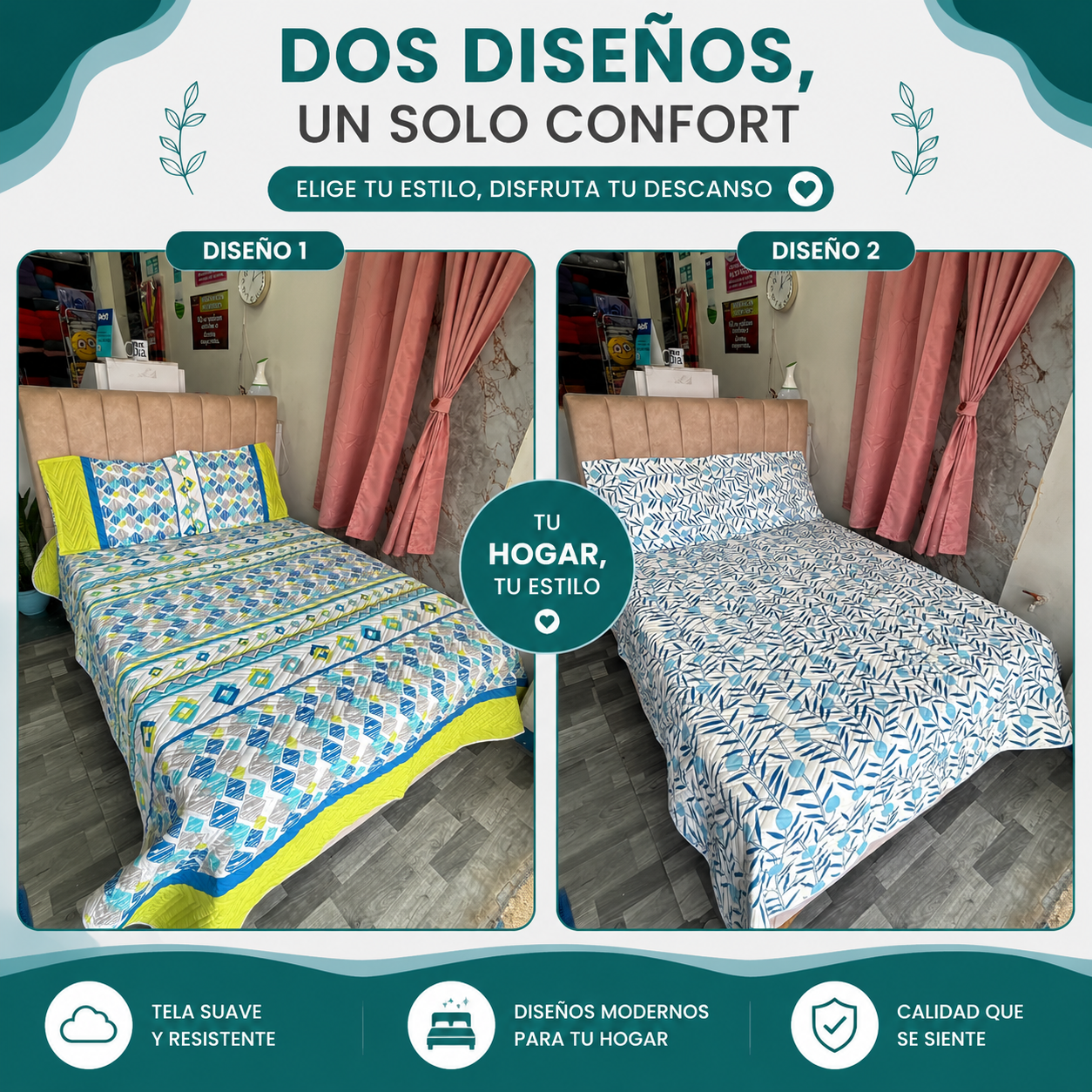 8150803E-C740-4F65-9ADF-E0E0BD6EC0E6 Colcha Estampada Medida Doble - Imagen 1