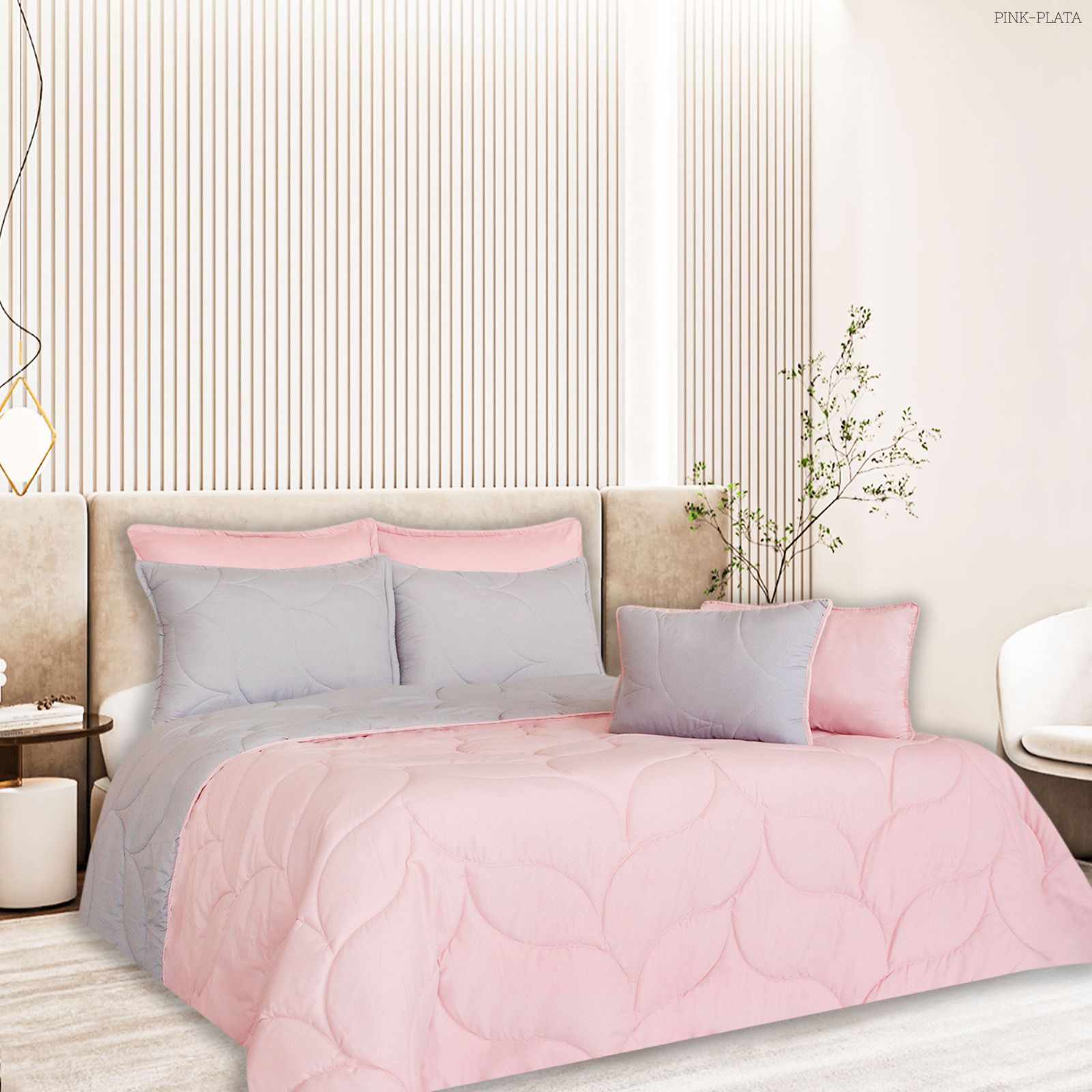 WhatsApp Image 2026-05-30 at 1.39.56 PM (1) Edredón Unicolor Rosado/Gris - Imagen 1