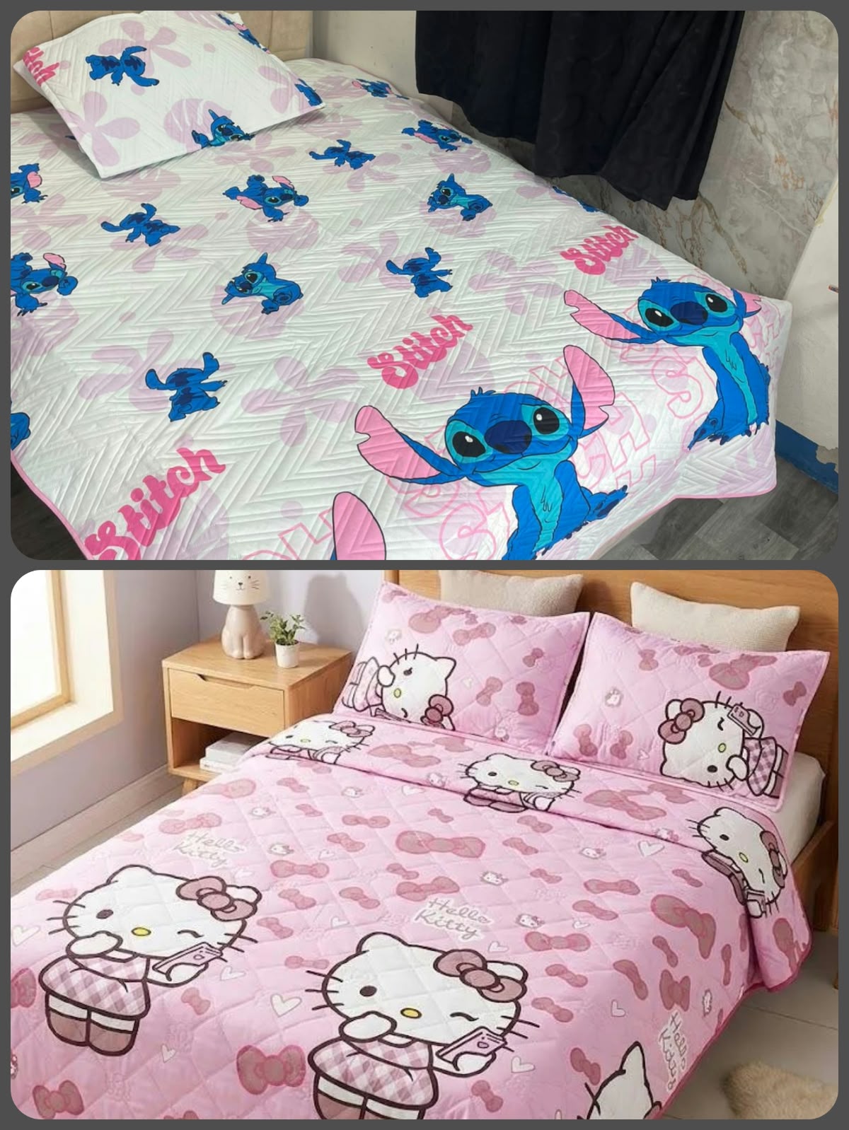 WhatsApp Image 2026-10-07 at 3.27.54 PM (2) Colcha Infantil STITCH / KITTY - Imagen 1
