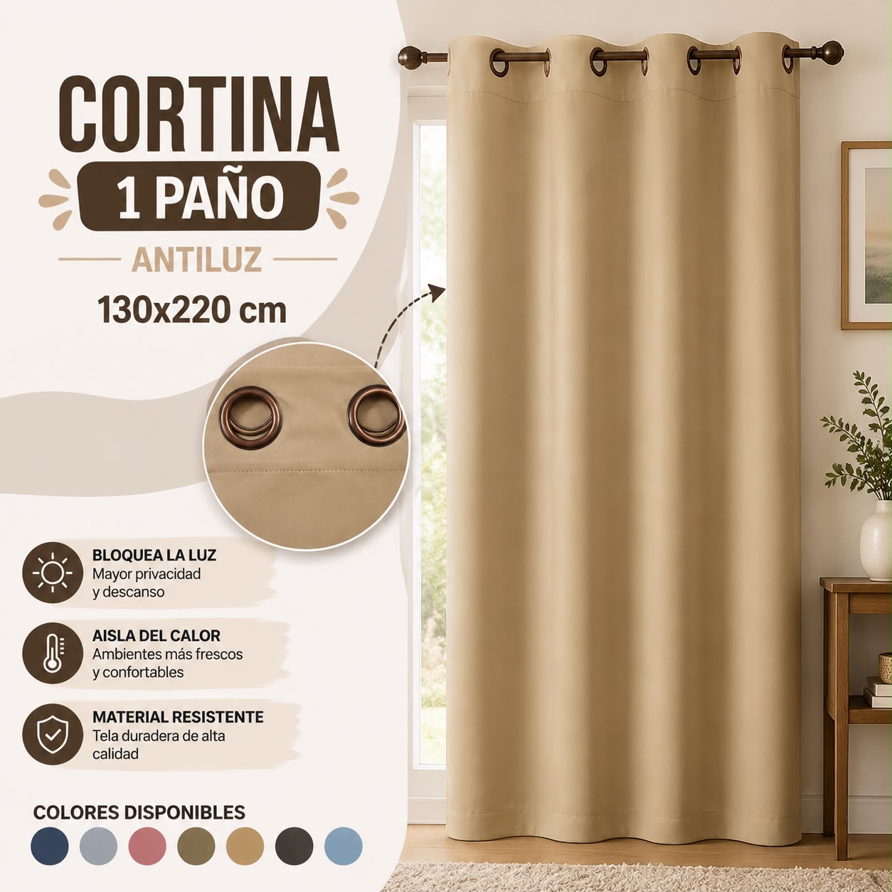 a507b25a-5a3d-4f81-b31f-649f5cb4f15f Cortina 100% Antiluz 1 paño 130x2.20 - Imagen 1